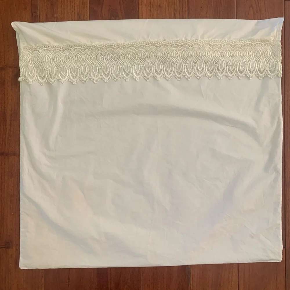 Charter Club Euro Pillow Sham & King Pillowcase Bundle Ivory Cotton Lace Trim